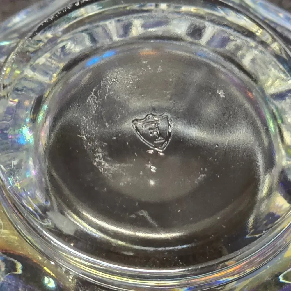 Vintage Federal Glass Iridescent Rainbow Glass Punch Teacups Pair of 2